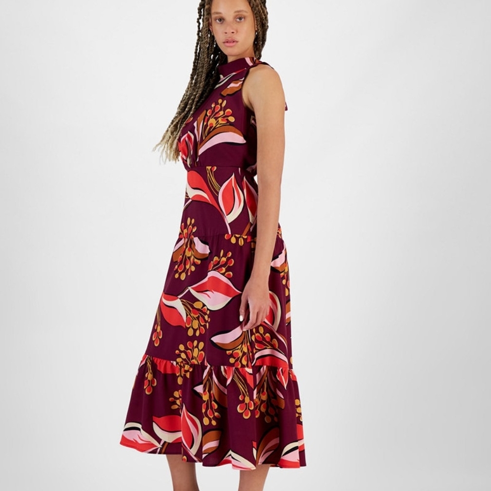 Sam Edelman Burgundy Floral Halter Midi Dress